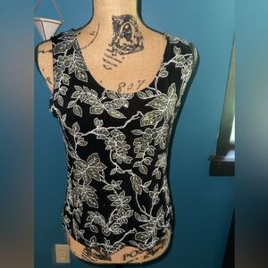 Ronni Nicole black and silver embellished sleeveless top, size Large